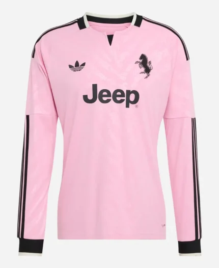 Adidas Juventus 26/27 Away Jersey Long Sleeve for Men in true pink and black front view
