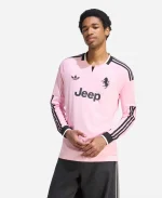 Male model wearing Adidas Juventus 26/27 Away Long Sleeve Jersey front close view