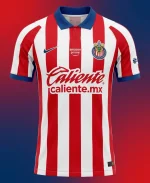 Chivas 26/27 Home Nike Jersey front view in red and white striped premium polyester fabric