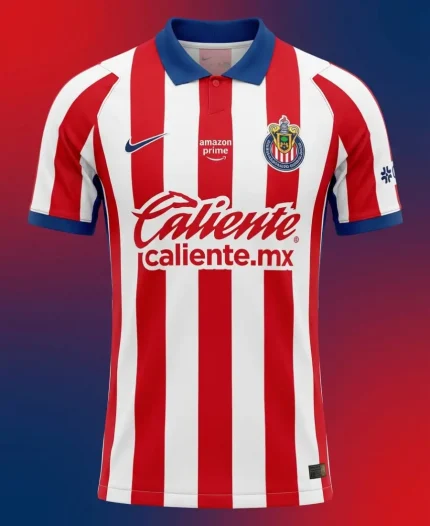 Chivas 26/27 Home Nike Jersey front view in red and white striped premium polyester fabric