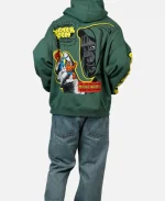 Back view of the Marvel Fantastic Four Doctor Doom Villain Premium Hoodie featuring bold comic-style Doctor Doom graphics.