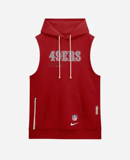 2026 Nike San Francisco 49ers Dri-FIT Sideline Sleeveless Red Hoodie