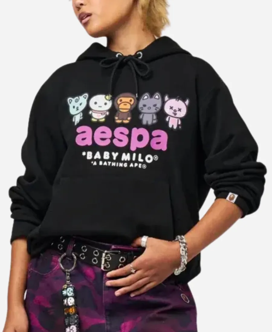 A Bathing Ape Bape x Aespa Baby Milo Black Hoodie A Bathing Ape Bape x Aespa Baby Milo Hoodie