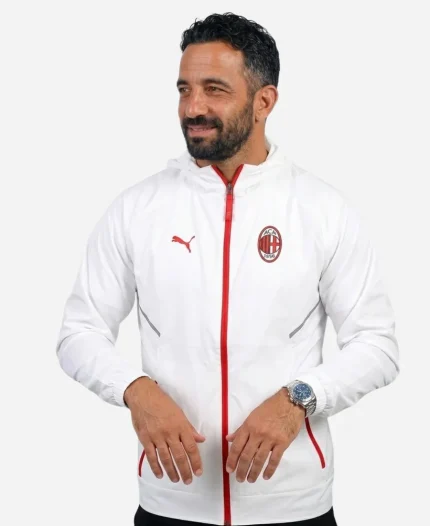 AC Milan Ruben Amorim Pumatech Windbreaker White Hooded Jacket