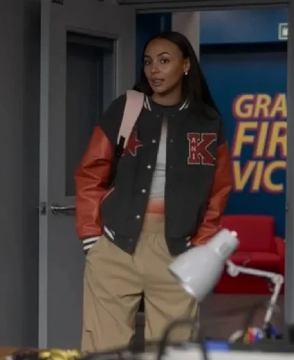 Abbie Hern Ted Lasso Tv Series S04 Black & Red Wool Bomber Jacket 