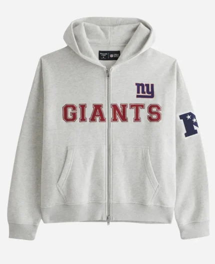 Abercrombie & Fitch New York Giants Grey Fleece Full-Zip Hoodie