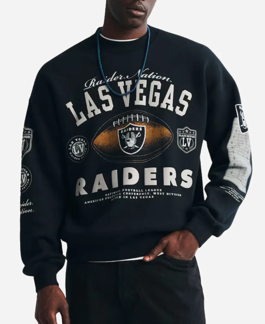 Abercrombie & Fitch Raiders Black Sweatshirt Abercrombie & Fitch Las Vegas Raiders Black Fleece Sweatshirt