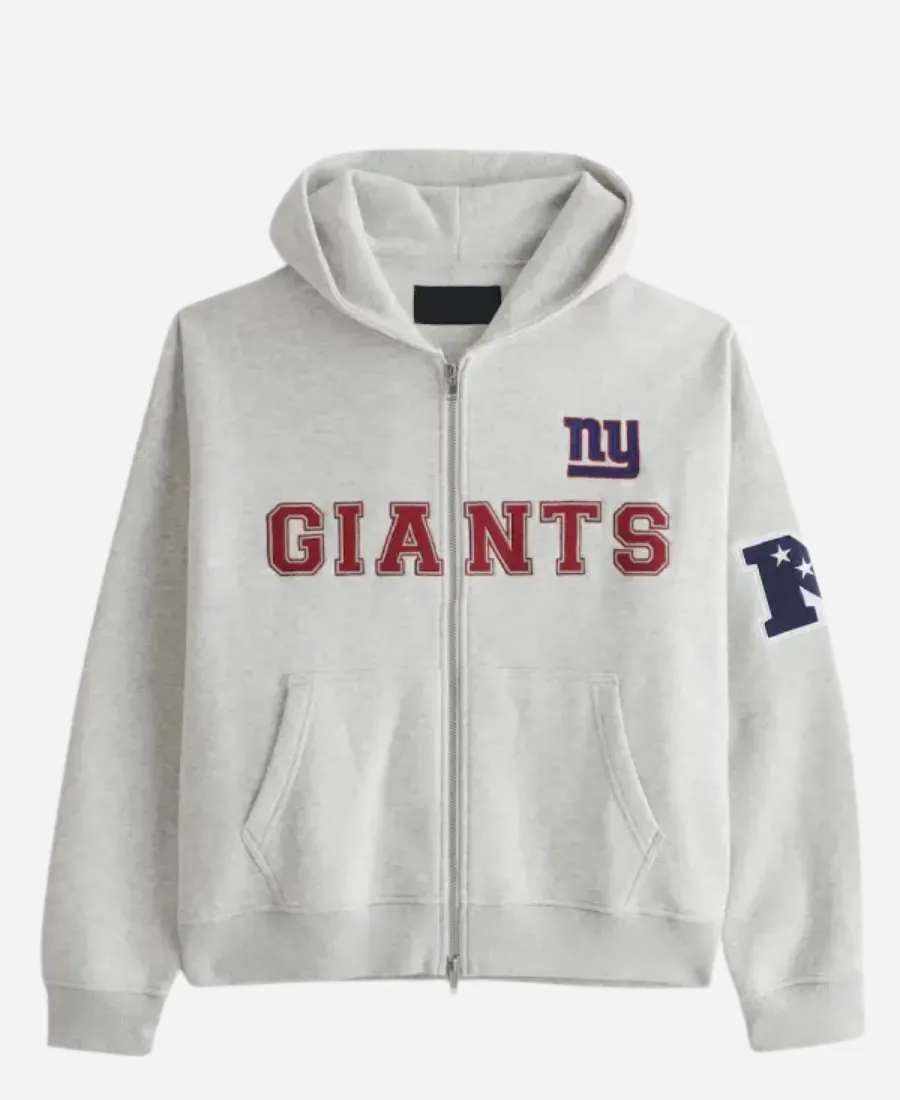 Abercrombie Giants Zip-Up Grey Hoodie Abercrombie & Fitch NY Giants Zip-Up Fleece Hoodie