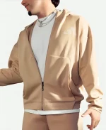 Adidas Z.N.E. Beige Full-Zip Hooded Track Jacket