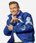 American Idol Ryan Seacrest Air Branding Blue Wool Varsity Jacket