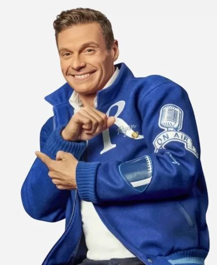 American Idol Ryan Seacrest Air Branding Blue Wool Varsity Jacket