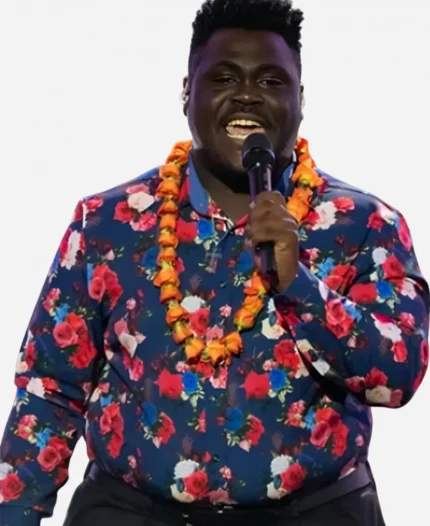TV Show American Idol S23 Canaan James Hill Navy Blue Floral Shirt
