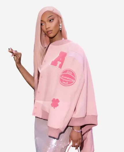 WNBA All-Star Game 2026 Angel Reese Coach Pink Varsity Jacket