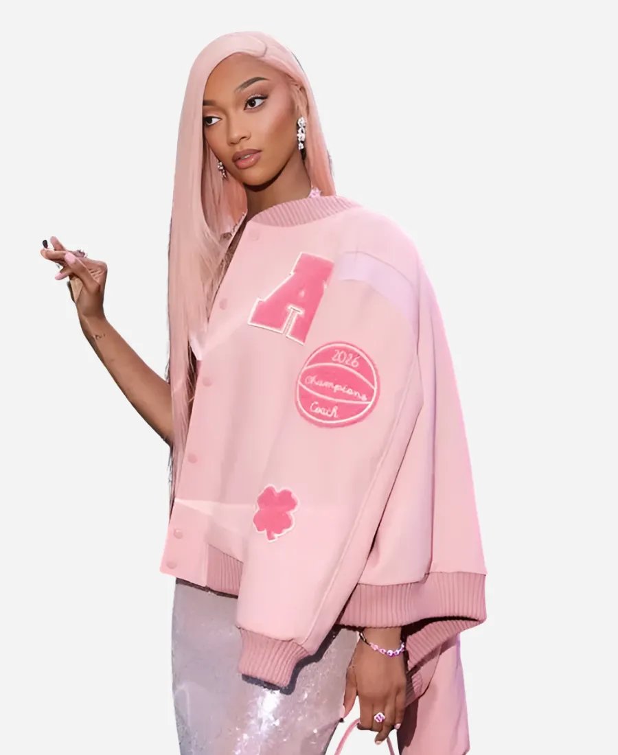 Angel Reese Coach Pink Varsity Jacket WNBA All-Star Game 2026 Angel Reese Coach Pink Varsity Jacket