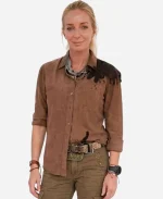 Annabelle Wallis Mutiny Angie Ellis Brown Cotton Shirt
