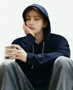 BTS Kim Taehyung Champion V Blue Hoodie