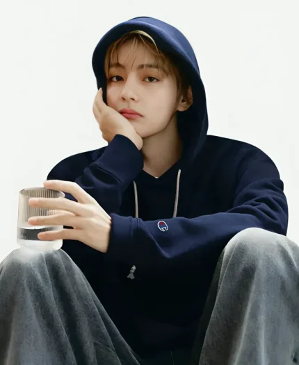 BTS Kim Taehyung Champion V Blue Hoodie