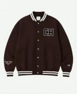 BTS TAEHYUNG x Champion Brown Varsity Jacket