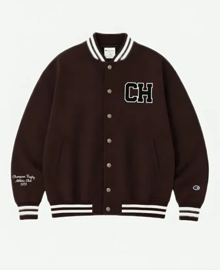 BTS TAEHYUNG x Champion Brown Varsity Jacket