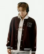 BTS TAEHYUNG x Champion Varsity Jacket - Brown