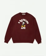 Bape x Disney Mickey Mouse College 2026 Crewneck Sweatshirt - Burgundy