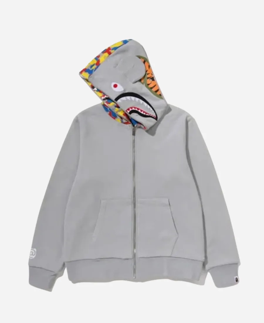 Bape x Medicom Toy Be@R Shark Reversible Grey Hoodie Bape x Medicom Toy Be@R Shark Reversible Hoodie