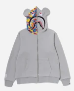 Bape x Medicom Toy Be@R Shark Reversible Grey Hoodie