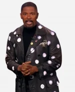 Beat Shazam Season 08 Jamie Foxx Polka Dot Black Leather Coat