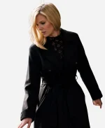 Kelly Reilly Tv Series Yellowstone S04 Beth Dutton Black Wool Trench Coat