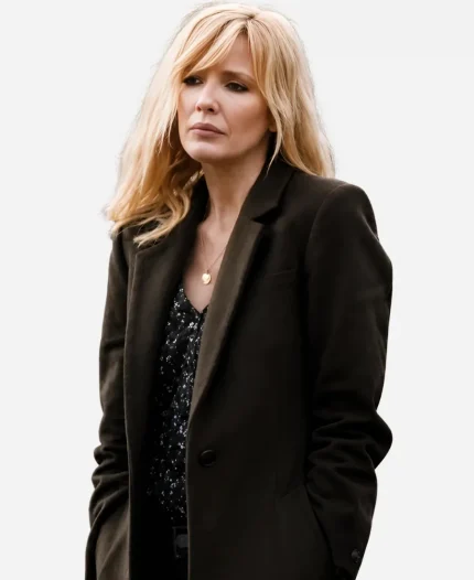 Kelly Reilly Yellowstone S04 Beth Dutton Olive Green Wool Coat