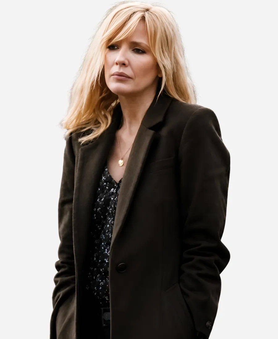 Beth Dutton Yellowstone S04 Wool Coat Kelly Reilly Yellowstone S04 Beth Dutton Olive Green Wool Coat