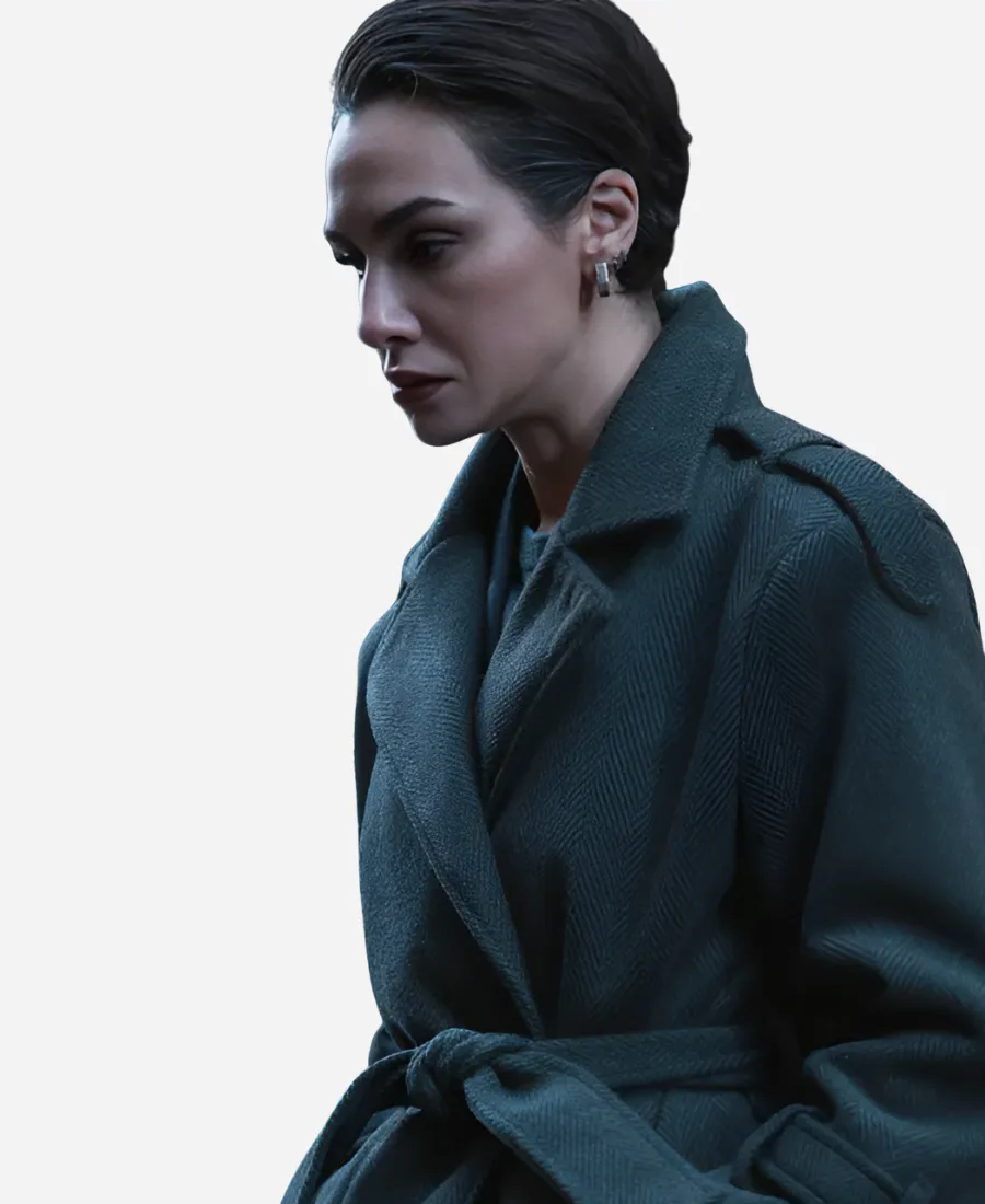 Birce Akalay Graveyard S03 Grey Coat Birce Akalay TV Series Graveyard S03 Önem Özülkü Grey Trench Coat