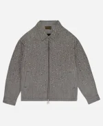 Birth Of Royal Child Rhinestone Grey Zipper Jacket