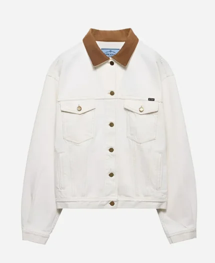 Caitlin Clark Dallas Wings v Indiana Fever White Denim Blouson Jacket