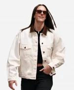Caitlin Clark Prada Denim Blouson White Jacket