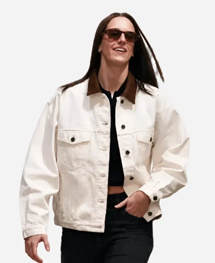Caitlin Clark Prada Denim Blouson White Jacket