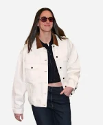 Caitlin Clark White Blouson Denim Jacket