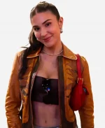 WWE Cathy Kelley Fanatics Fest 2026 Brown Leather Jacket