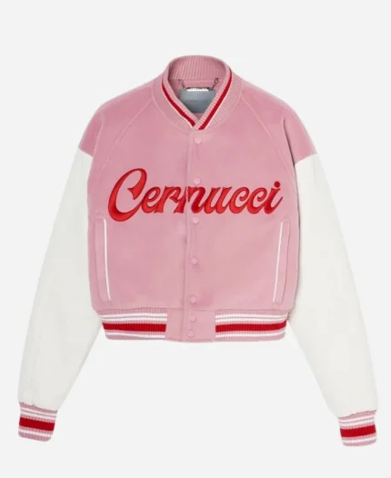 Cernucci Varsity Bomber Jacket - Baby Pink