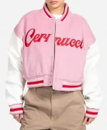 Women's Cernucci Baby Pink Varsity Bomber Jacket