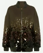 Chris Brown 2026 R & B Tour Green Bomber Sequin Jacket