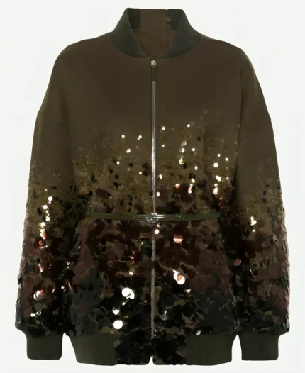 Chris Brown 2026 R & B Tour Green Bomber Sequin Jacket