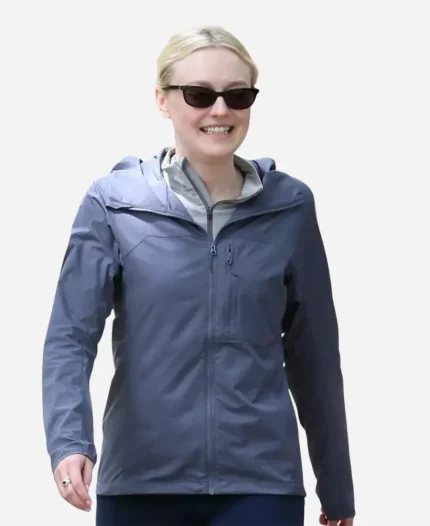 Dakota Fanning 2026 Ella Morgan Grey Hooded Jacket