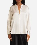 Finola Hughes General Hospital 2026 Anna Devane White Silk Blouse