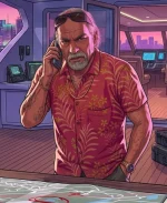 GTA VI Brian Heder Red & Gold Floral Printed Hawaiian Shirt