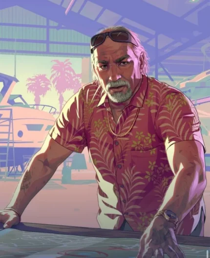 GTA VI Brian Heder Red & Gold Floral Print Hawaiian Shirt