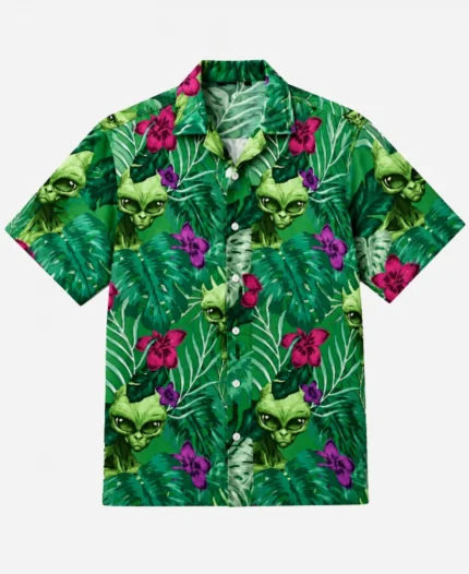 GTA VI Cal Hampton Green Floral Print Hawaiian Alien Botanical Shirt