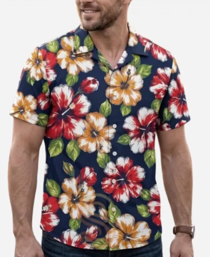 GTA VI Cal Hampton Navy Blue Floral Hawaiian Shirt
