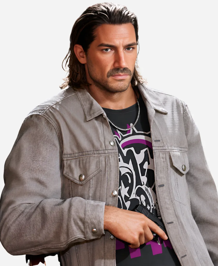 GTA VI Jason Duval Grey Denim Jacket Grand Theft Auto VI Jason Duval Denim Jacket