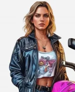 Grand Theft Auto VI Lucia Black Leather Biker Jacket